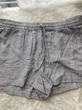 J. Crew Women's Striped Drawstring Linen-Blend Shorts - Gray & White